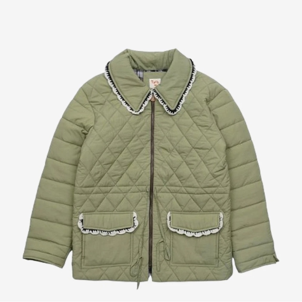TACH blossom quilted jacket in military green